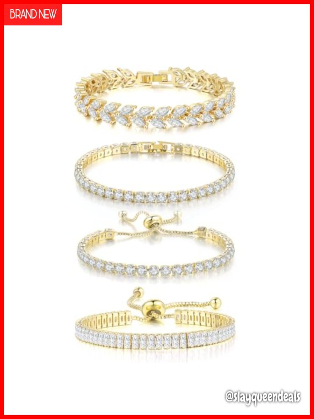 4 Pcs Tennis Bracelet Set Silver Plated Marquise Cubic Zirconia CZ Diamond